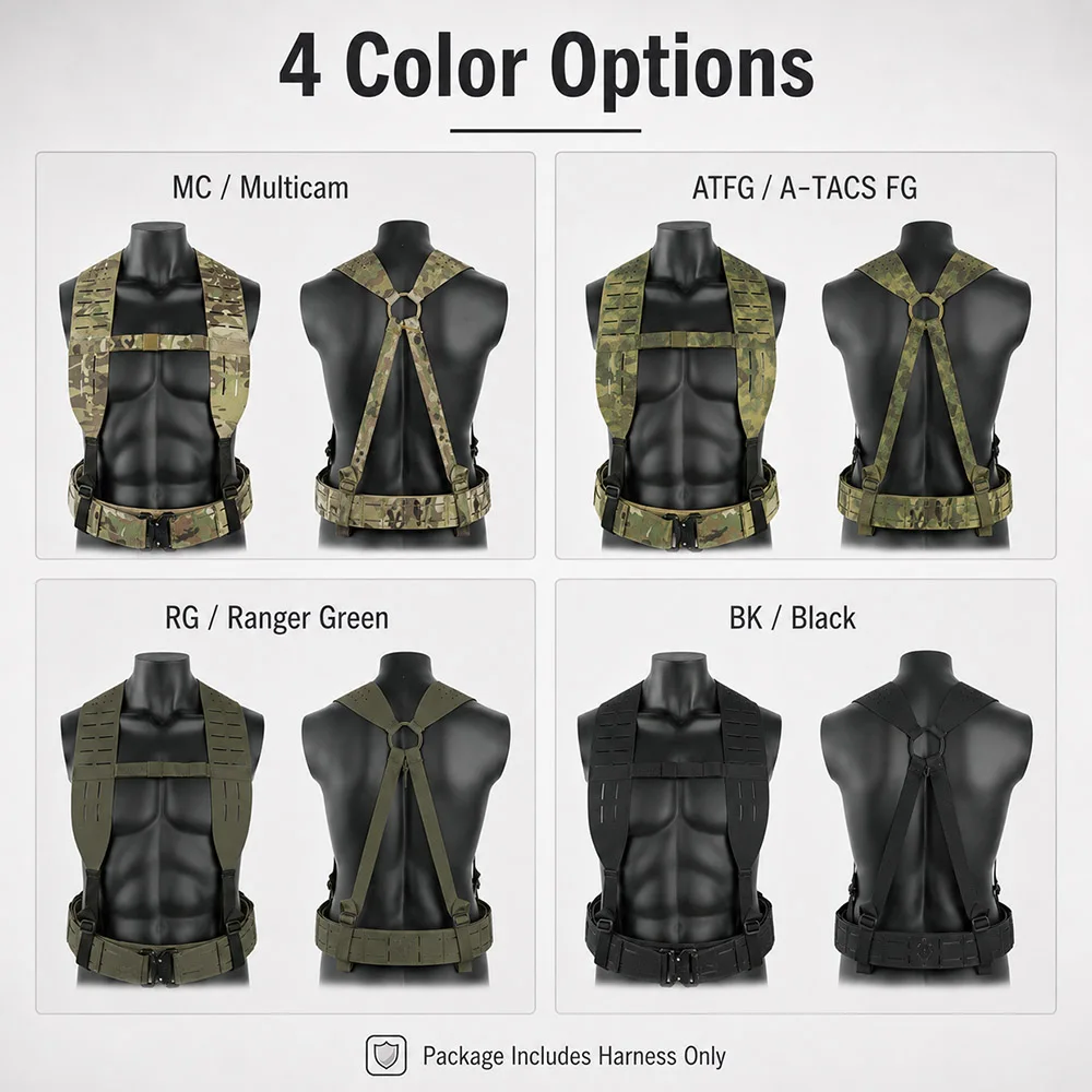 Tactical MOLLE H-Harness Shoulder Strap Adjustable Laser‑Cut Function Suspenders for Airsoft Wargame Outdoor Military Training - view 6