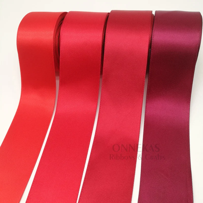 100Yards 6/9/13/16/19/25/38mm Red Blue Double Face Satin Ribbon Solid Color 100% Polyester Dense Fabric Tapes Party Decoration