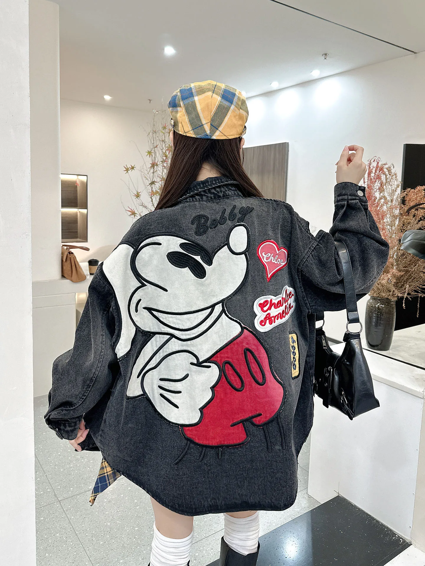 

Trendy Cartoon Denim irt Women's Spring Autumn Light Luxury High End Sle Faionable Anti Aging Hong Kong Sle Open Card...