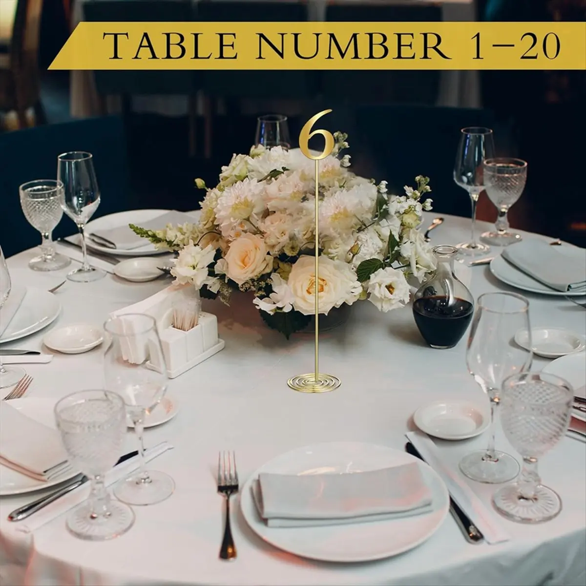 MALL 20 Pcs Metal Table Numbers 1-20 Table Numbers for Wedding Reception 12 Inch Party Table Number with Sturdy Holder Base