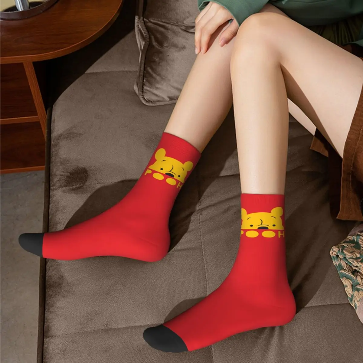 Winnie The PoChaînes-Chaussettes en coton pour femmes, à la mode, avec tube moyen, petits cadeaux