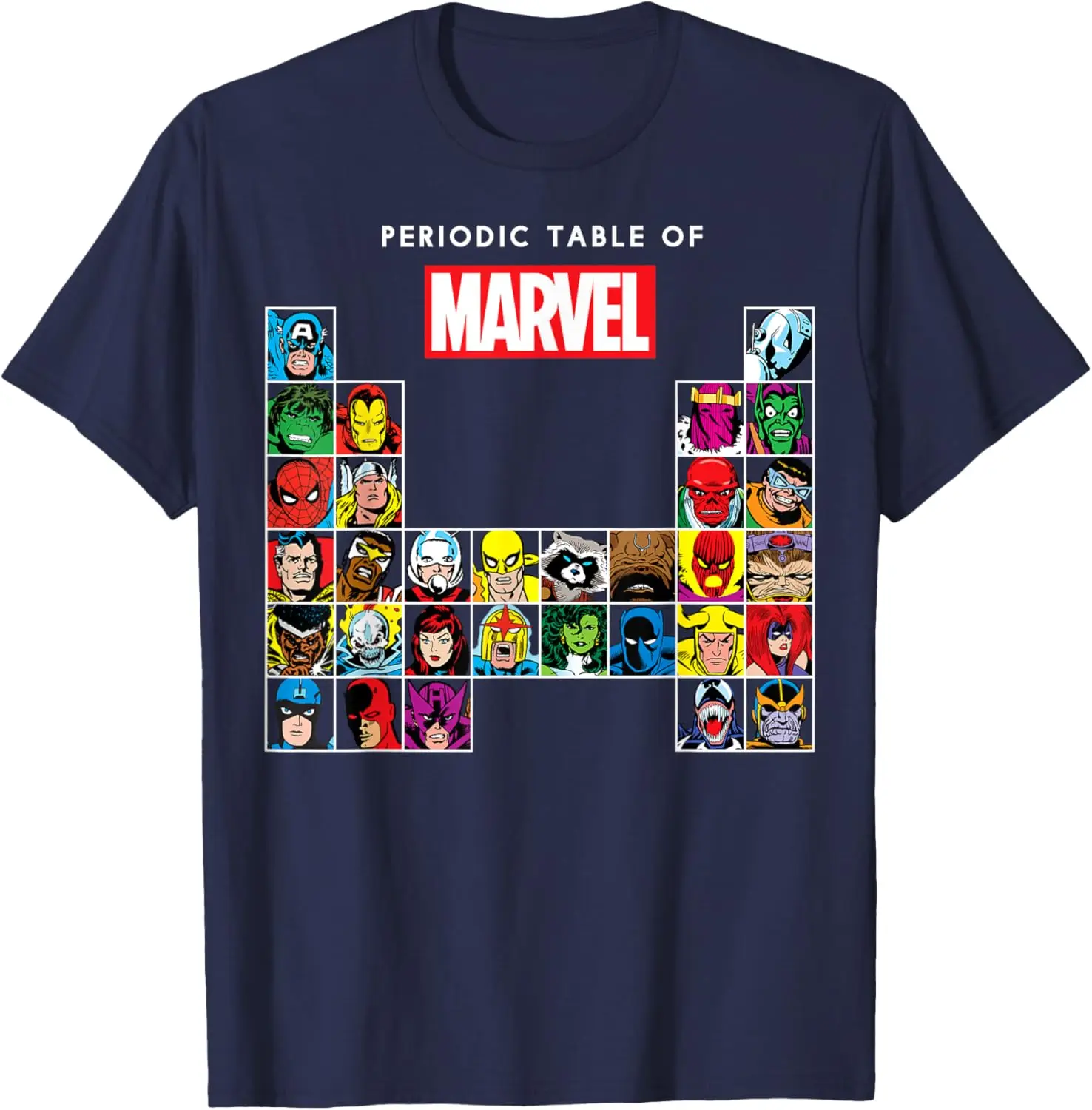 Marvel Periodic Table Of Heroes & Villains Retro T-Shirt T-Shirt