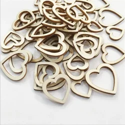 100 sztuk/zestaw popularne Hollow Love Heart drewniane DIY craft LaserCut zdobienie rzemiosło artystyczne ozdoby świąteczne dekoracje ślubne