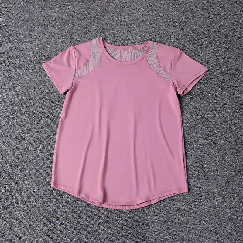 

Yoga Clothes Sports T-shirt Women's Mesh Breathable Fitness Clothes Running Fast Drying Clothes Round Neck Slim Fit Short Sleeve
