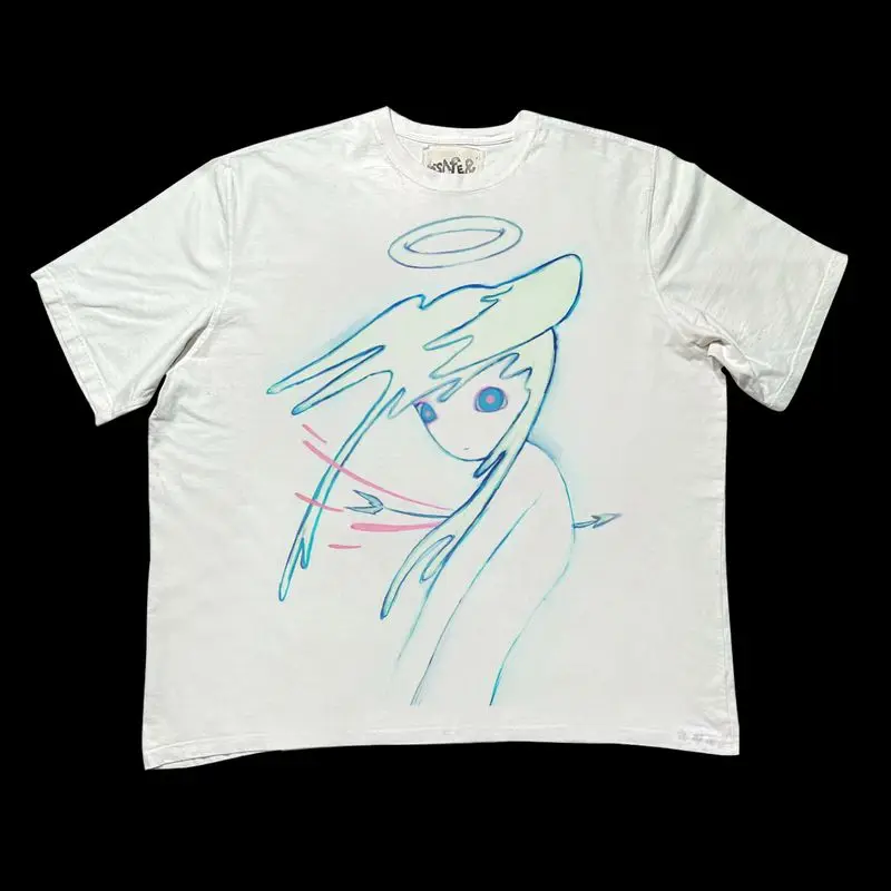 أنيمي الملاك الرجال النساء الخريف تي شيرت Harajuku خمر قصيرة الأكمام عادية اللياقة البدنية مريحة Y2k Kawaii Kpop خمر