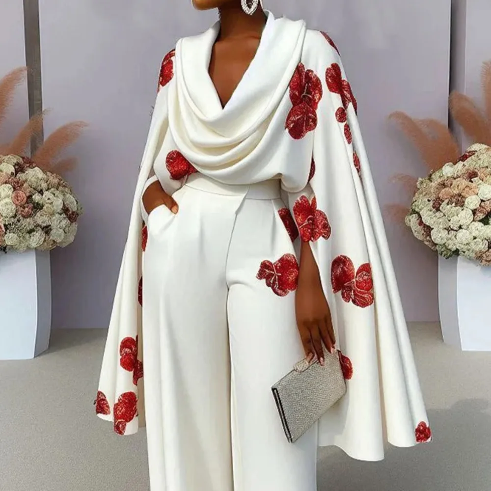 Women's Fashion New Arrival Printed Arrows Necklace Long Sleeve Two-piece Set With Long Pants. Summer Dresses 2026 Party Outfits