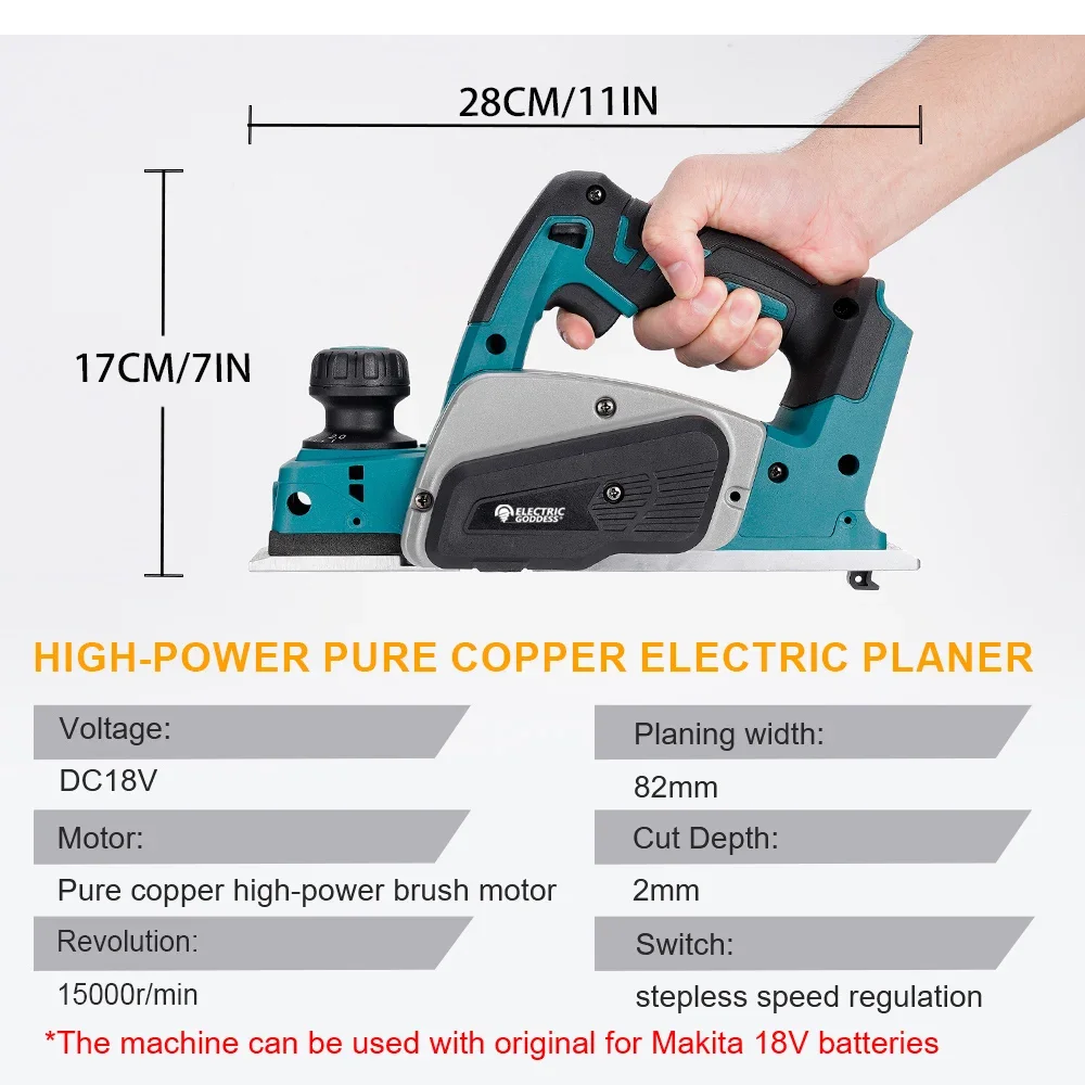 Cepillo eléctrico de madera inalámbrico, enrutador eléctrico, recortador, fresado de madera, grabado, ranurado, carpintería, Makita18V, 15000rpm