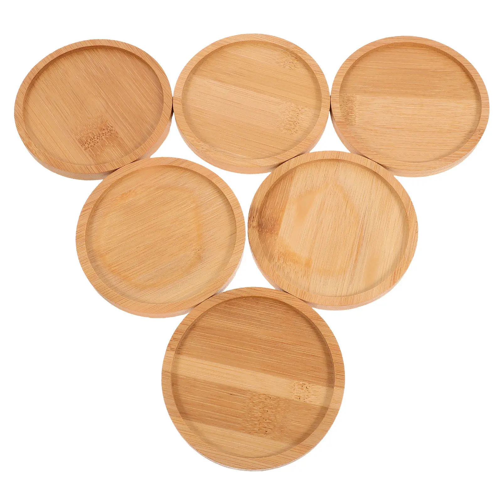 Round Bamboo Coasters 6 Pack Grooved Blank Drink Mats for Mosaic Crafts Coffee Bar Non Slip Desk Accessories - view 6