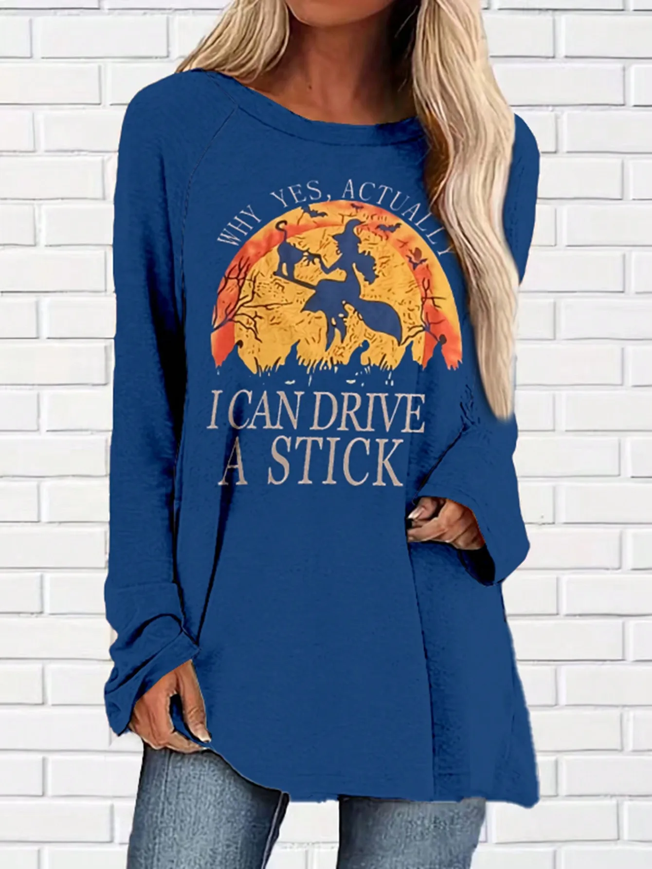 

Большие размеры 1XL-5XL, женская модная футболка с длинными рукавами и принтом на Хэллоуин, женская повседневная осенне-зимняя домашняя одежда, топы