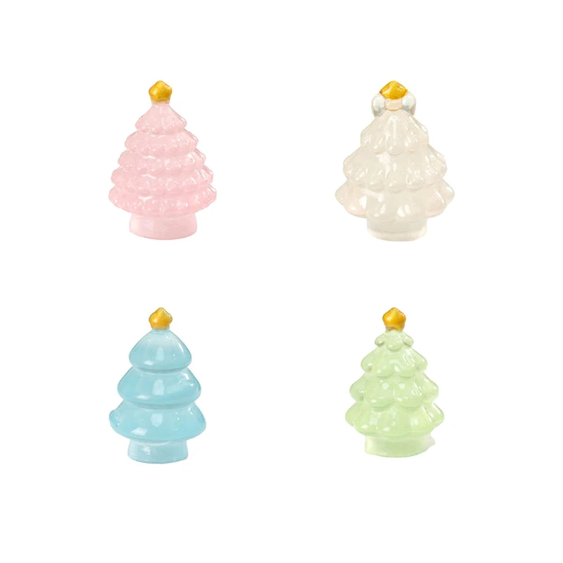 1Pc Mini Christmas Tree Decoration Christmas Figurines Fairy Garden Decor Snow Landscape Model Ornaments Resin Miniatures