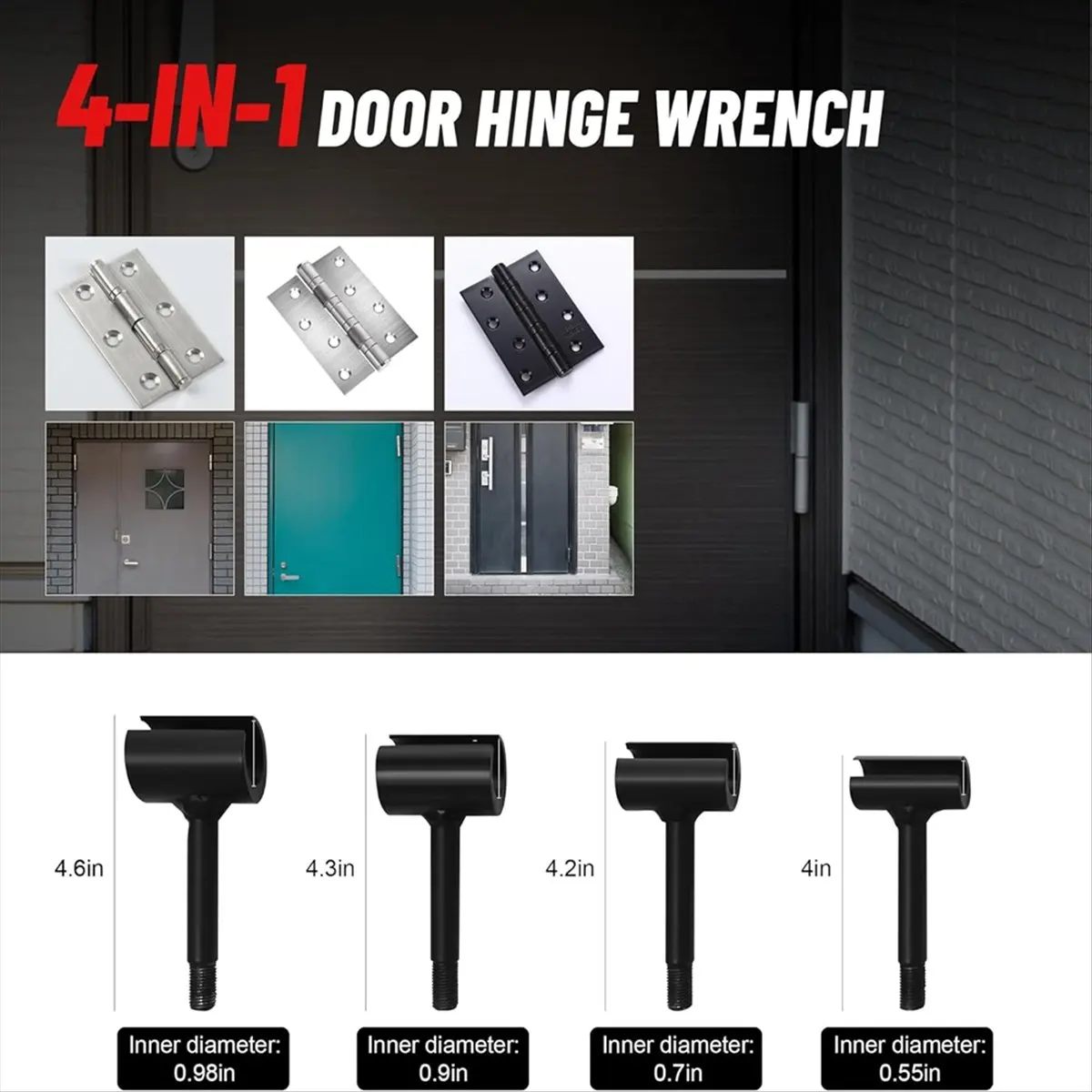T28C! 4 in 1 Door Hinge Adjustment Tool for Residential and Commercial,Hinge Adjusting Wrench for Door,Heavy-Duty Construction