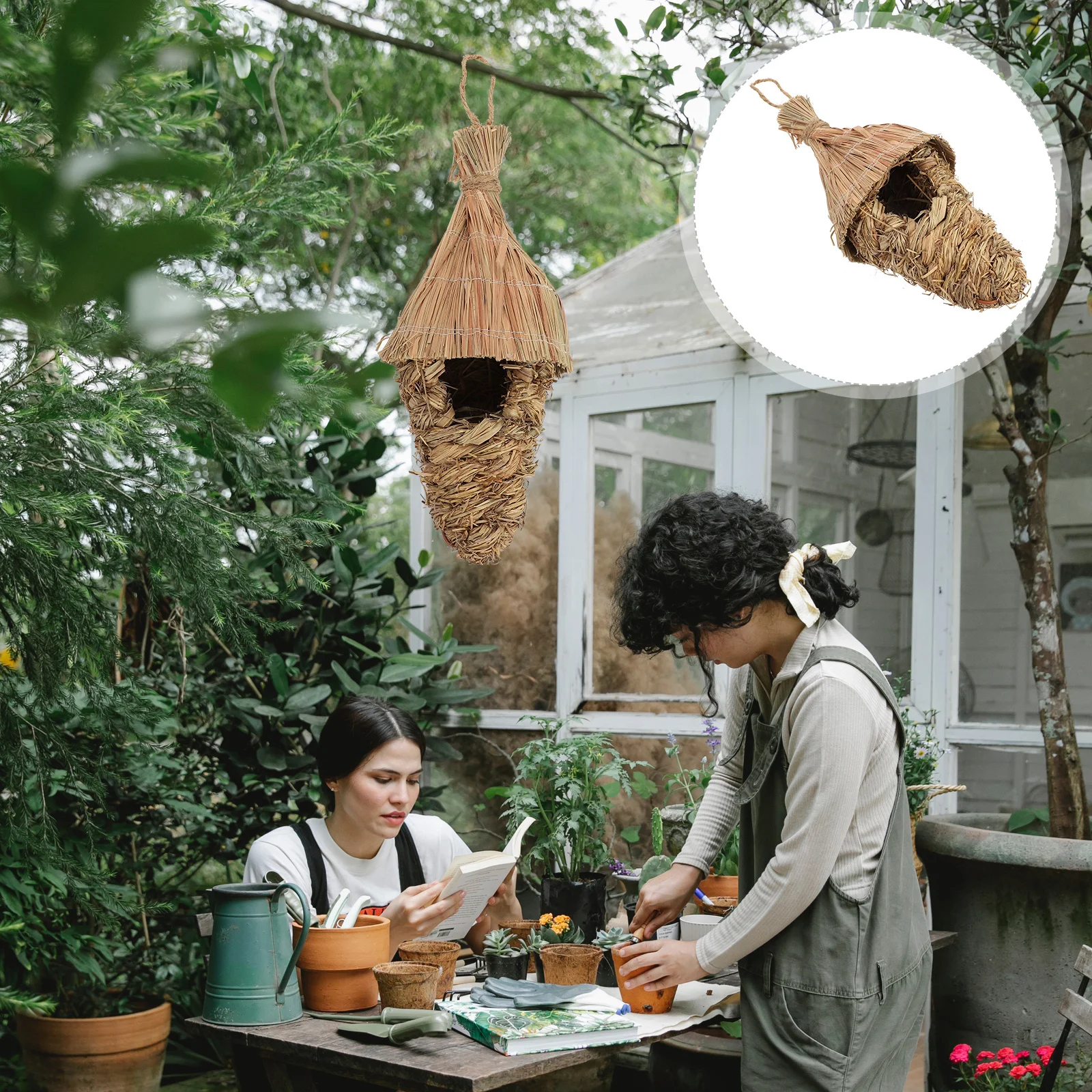 

1pc Straw Bird Nest Natural Woven For Parrots Small Birds Pet Sleeping Shelter Garden Decoration Hanging Cage Breeding