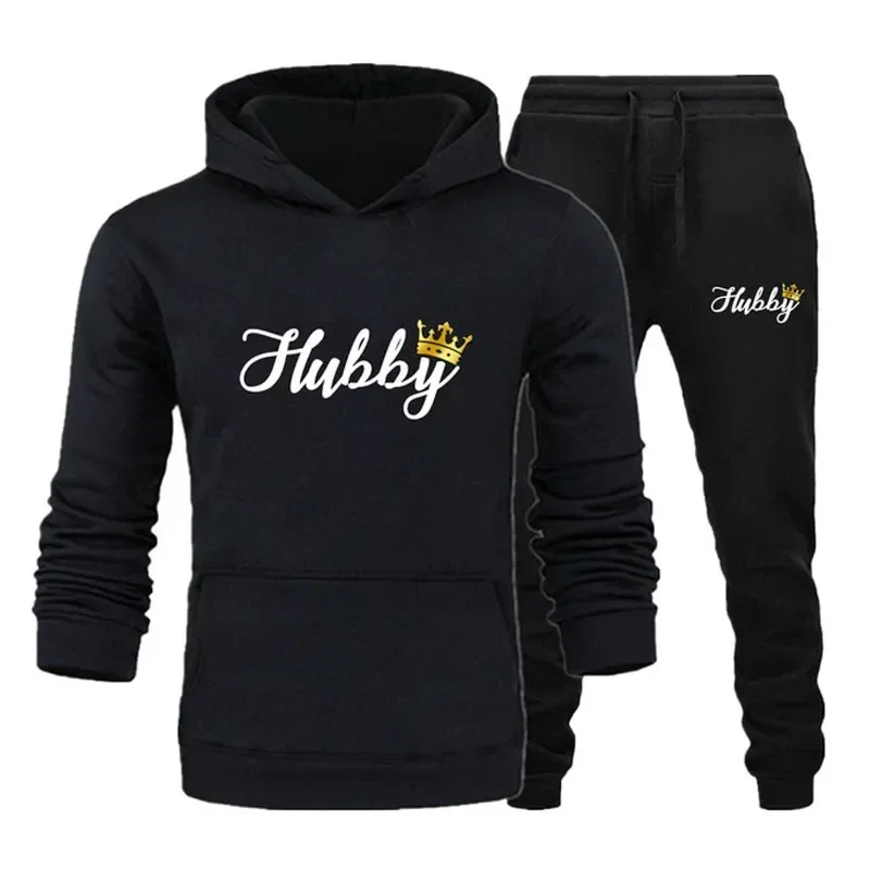 New Spring Autumn Fleece Tracksuit Couple Hoodies + Pants Two Piece Sets Outdoor Hihg Quality Hooded Sweatshirt Sportswear