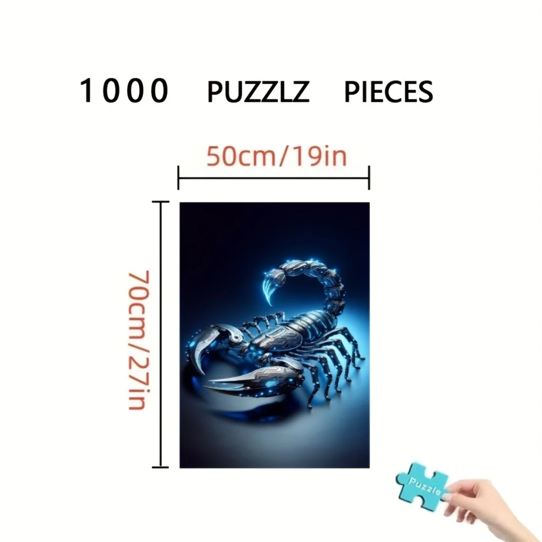 1000ピース ブルーグローサソリパズル - 光るメタリックブルー ジグソーパズル 大人とティーン向け、教育STEM学習、耐久性