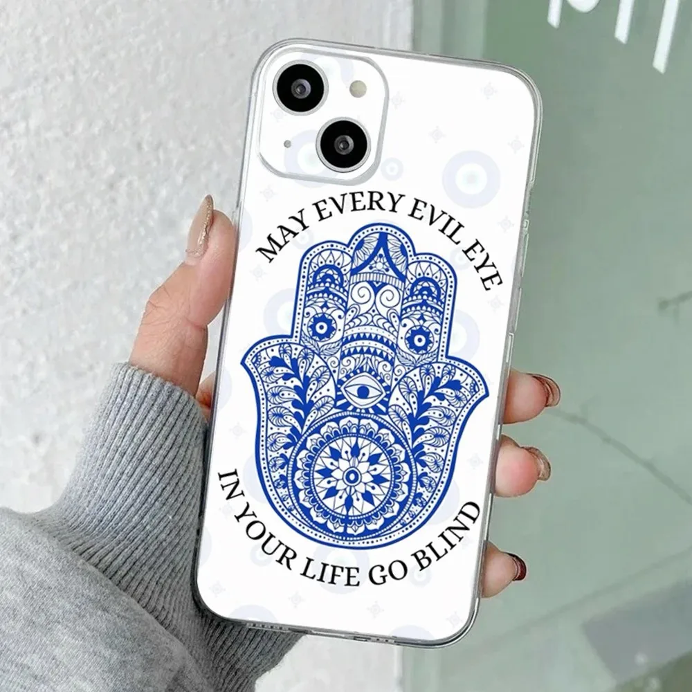 حافظة هاتف Lucky Eye Blue Evil Eye لهاتف iPhone 15,14,13,12,11 Plus، Pro، Max، XR، XS، X، 7,8 Plus، SE، سيليكون شفاف صغير ناعم #5