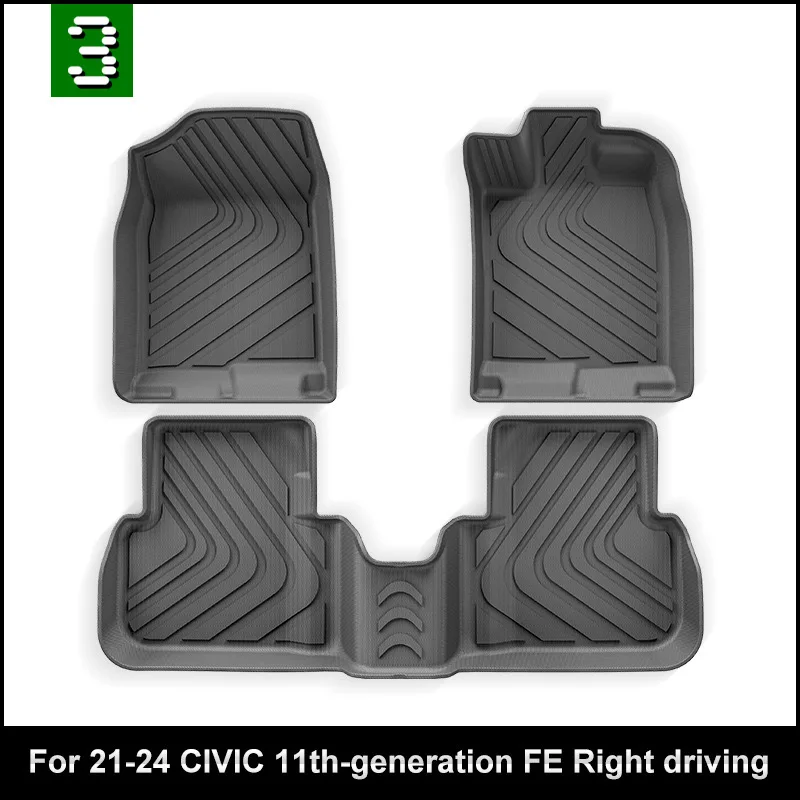 

For Honda CIVIC 11Th 2021-2024 Car Trunk Mat TPE Foot Mats All Weather Anti-Slip Rear Trunk Pad Cargo Liner Anti Dirty Pads