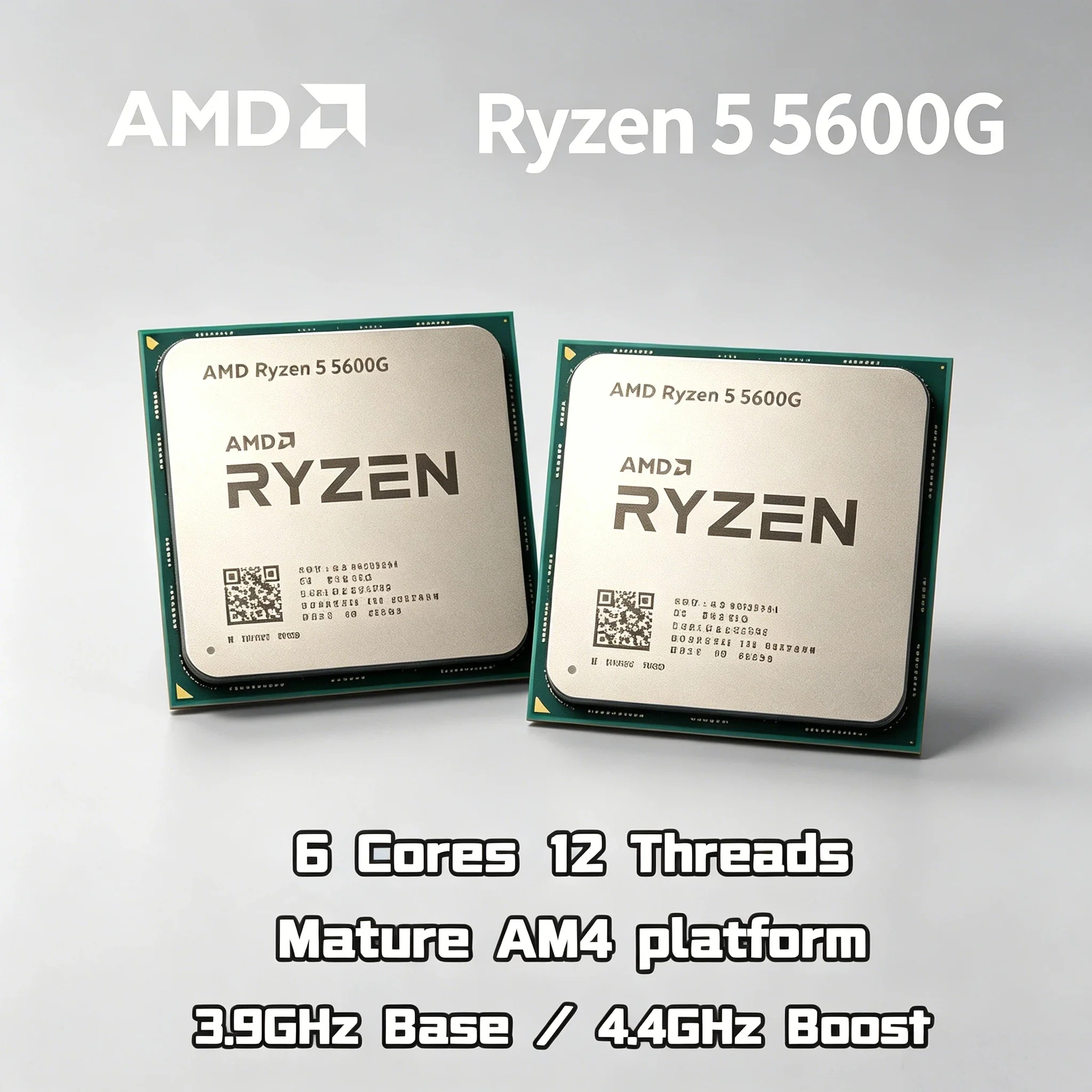 Procesador AMD Ryzen 5 5600G R5 5600G, 6 Núcleos, 12 Subprocesos, 4.4GHz, Desbloqueado, para PC de Escritorio, Socket AM4, para Juegos, APU, en Bandeja, Sin Ventilador, Pro 2026