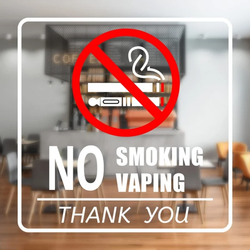 2pcs/5pcs No Smoking Sign Sticker No Electronic Cigarette Smoking Warning Transparent Label Indoor Outdoor Coffee Shop Library