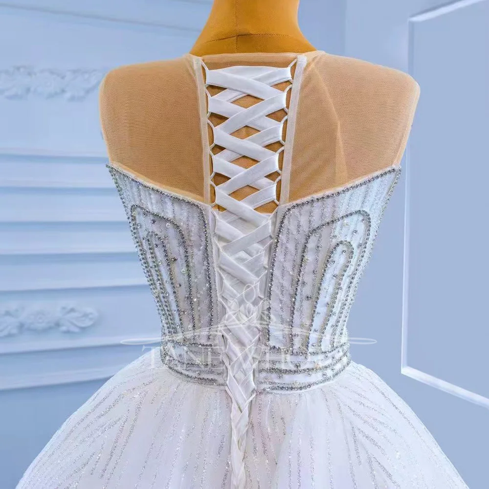 Vestido de Novia Sexy de sirena, Vestidos de Novia con cuello redondo, sin mangas, con cordones en la espalda, perlas, ajuste personalizado para novias