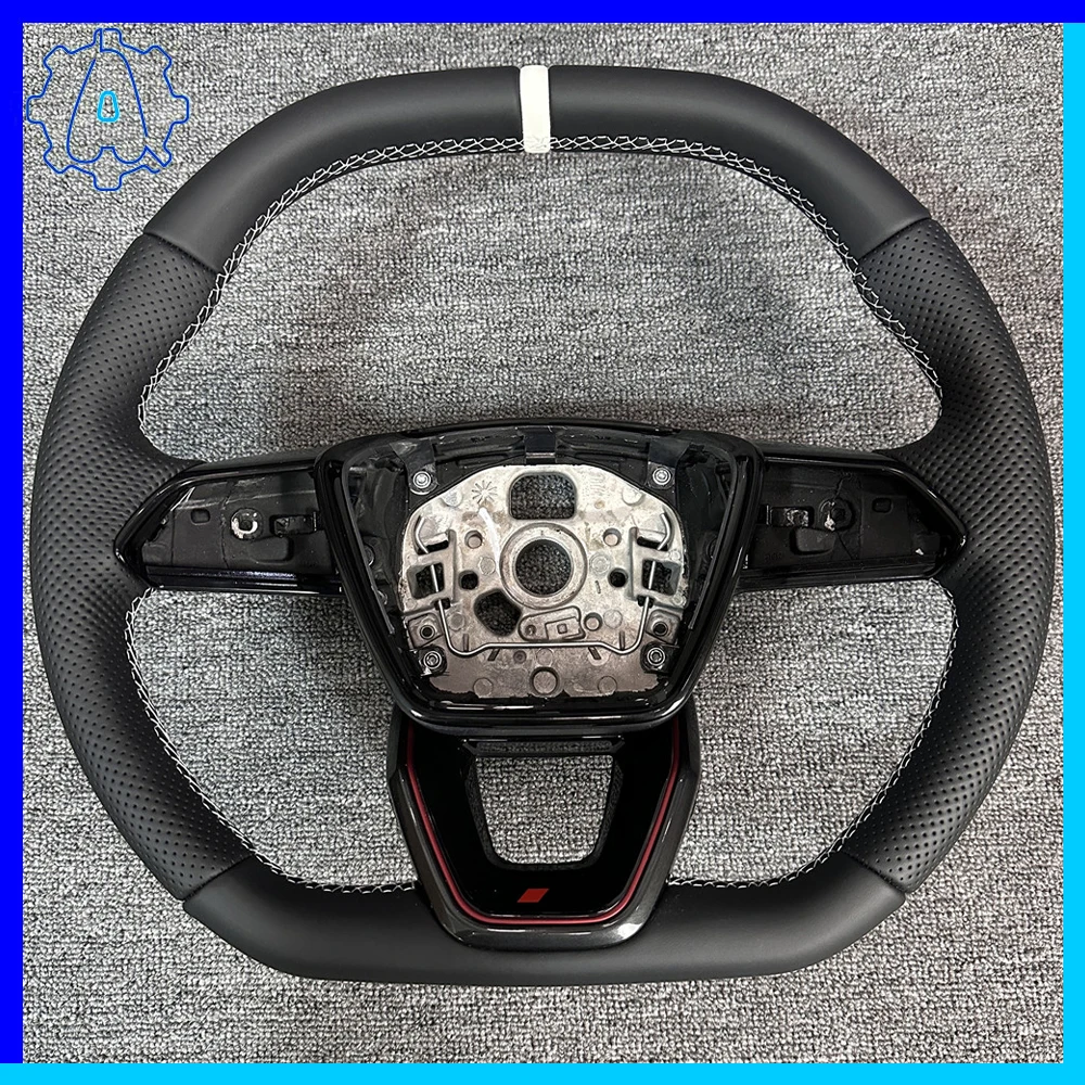 

Car steering wheel For Audi A6 C8 A7 new sport flat bottomed perforated leather steering wheel S RS logo, Car Accessories