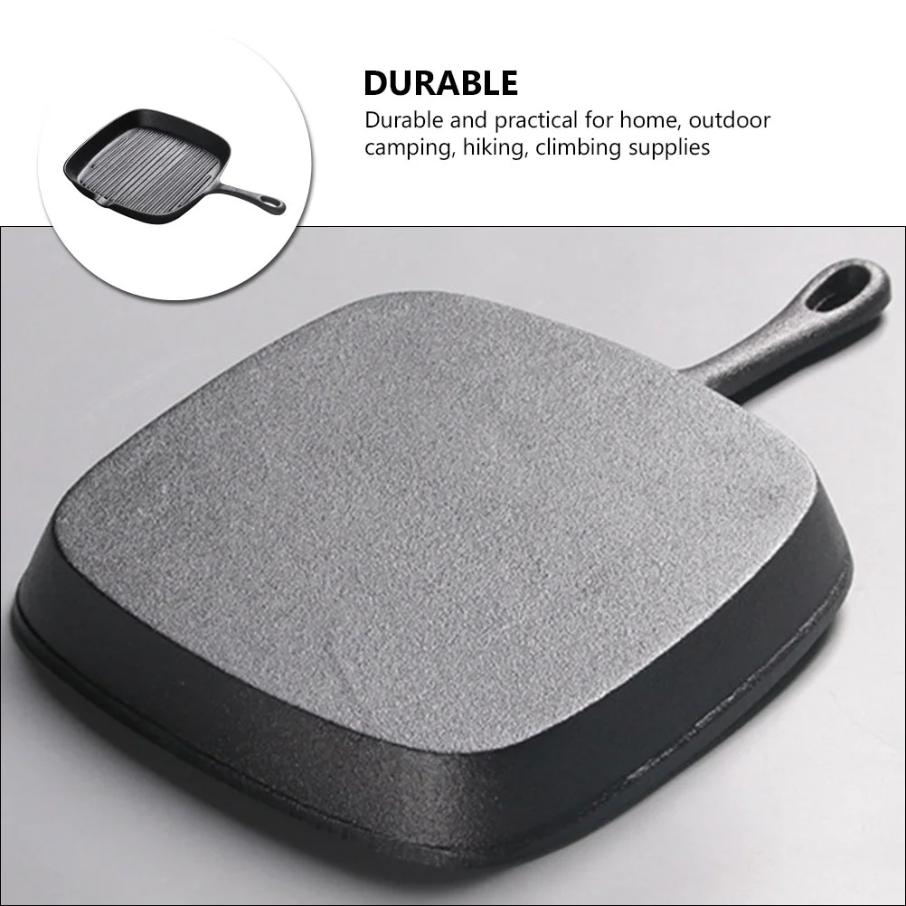 Steak Skillet Non-stick Iron Pan Uncoated Square Frying Cast Pot Griddle Striped Flat Dropshipping Steak-Frying