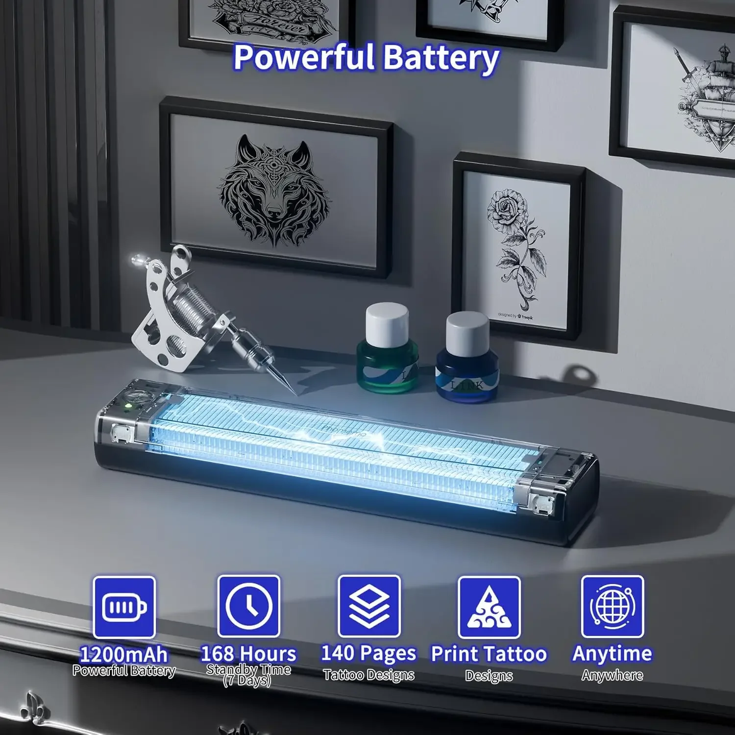 NEW Phomemo TP87 Tattoo Stencil Printer No Ink Thermal bluetooth HD Tattoo Transfer Machine Can Nice Print Shadow for Pad/phone view 3