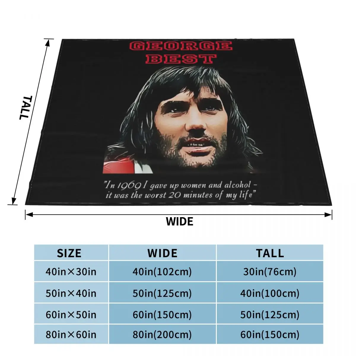 GEORGE BEST - Iconic football Throw coperta divani coperta da Picnic