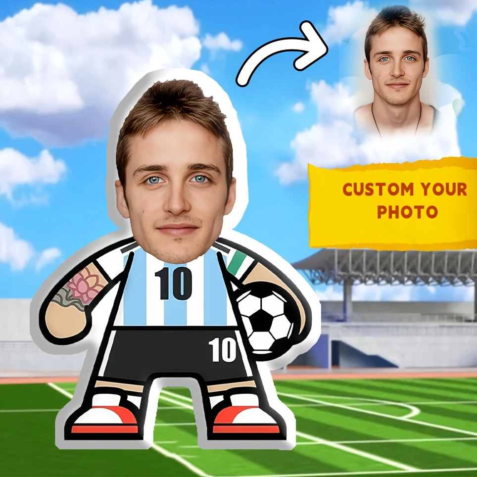 1 Custom Football Photo Pillow, Personalized Photo Cushion, Home Decor, Birthday and Holiday Gift, Unique Present - Digital Prin