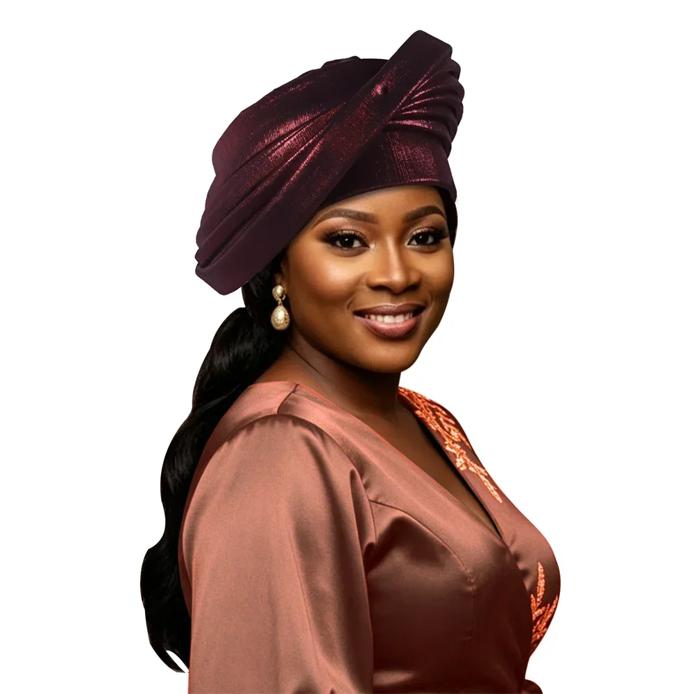 2026 Neue mehrschichtige Damen-Turbanmütze, afrikanische Kopfbedeckung für Damen, nigerianische Hochzeitsgele, Party-Kopfbedeckung, Bonnet, Kopfbedeckung, Hut – Detail 11