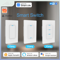 Matter WiFi Smart Light Switch 100-240V 1/2/3 Gang Need Neutral Wire  Control Works With Smart Life&Tuya App Alexa Google Home