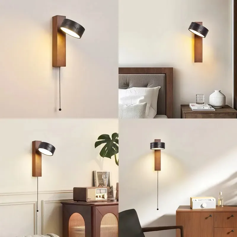 Medieval retro style living room atmosphere LED wall lamp wabi-sabi style wall switch bedside reading bedroom 3000K