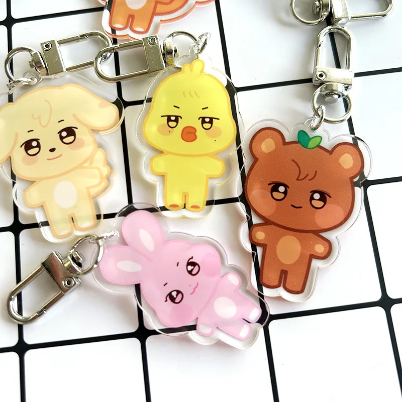 Kpop ATEEZ Cartoon Keychain Albums ANITEEZ Key Chain Hongjoong Seonghwa Yunho Yeosang San Keyring Pendant Accessories Fans Gift