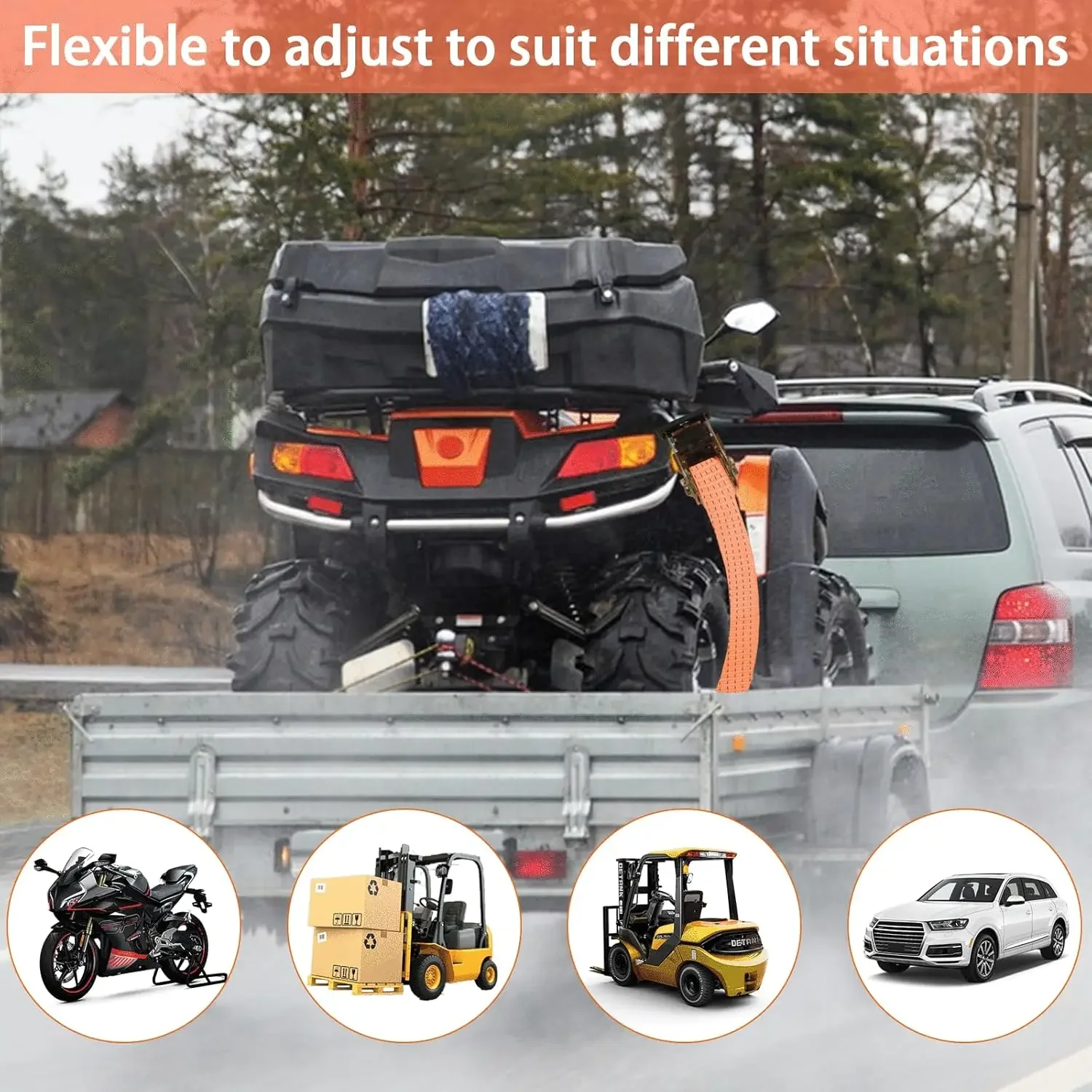 أشرطة سقاطة عالية التحمل بطول 5 أمتار مكونة من قطعتين برتقالية للشاحنات والقوارب وقوارب الكاياك والبضائع #5