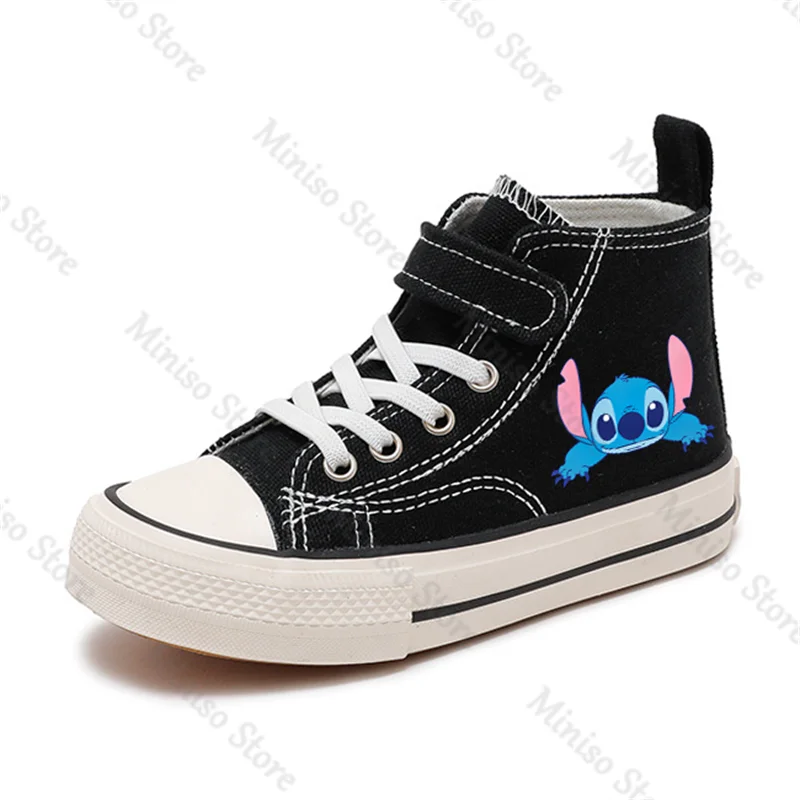 Girl  High-top Lilo Stitch Boys Kid Canvas Shoes Disney Casual Cartoon Sport comfort Shoes Children Print Boys Tennis Shoes