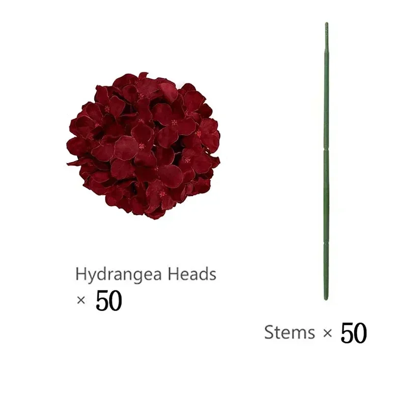 50 stuks kunstmatige hortensia bloemen zijden hortensia hoofden voor bruiloft
