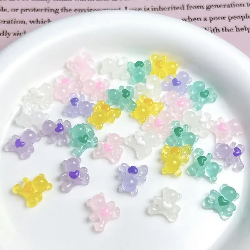

New Resin Cartoon Cream Bear Nail Art Charms 3D Kawaii Multi Color Bear Nail Art Decorations Manicure DIY Accessories Supplies