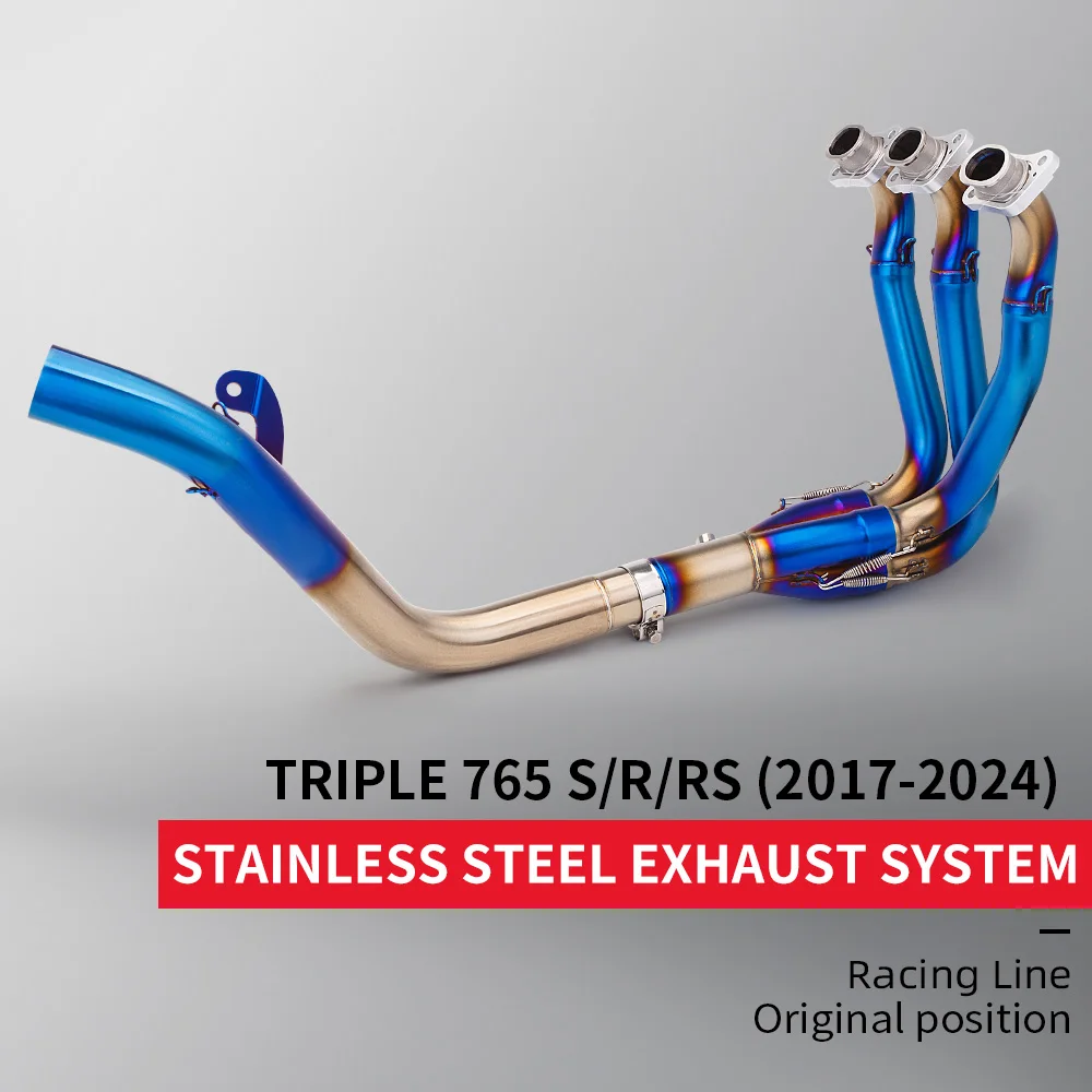 

Motorcycle exhaust pipe escape for Street Triple 765 S/R/RS 2017-2024 stainless steel full exhaust pipe modified muffler