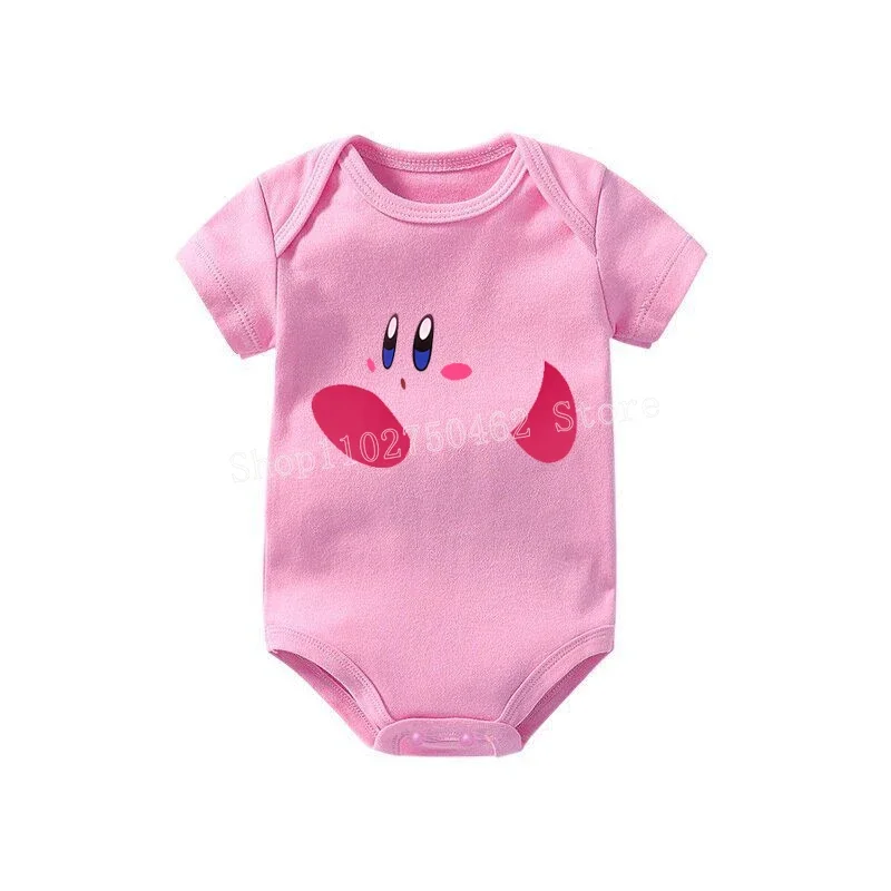 Kirbys Newborn Romper New Baby Summer Crawling Clothes Anime Kawaii Cute Expression Bodysuits Neonate Costume Kid Jumpsuits Gift