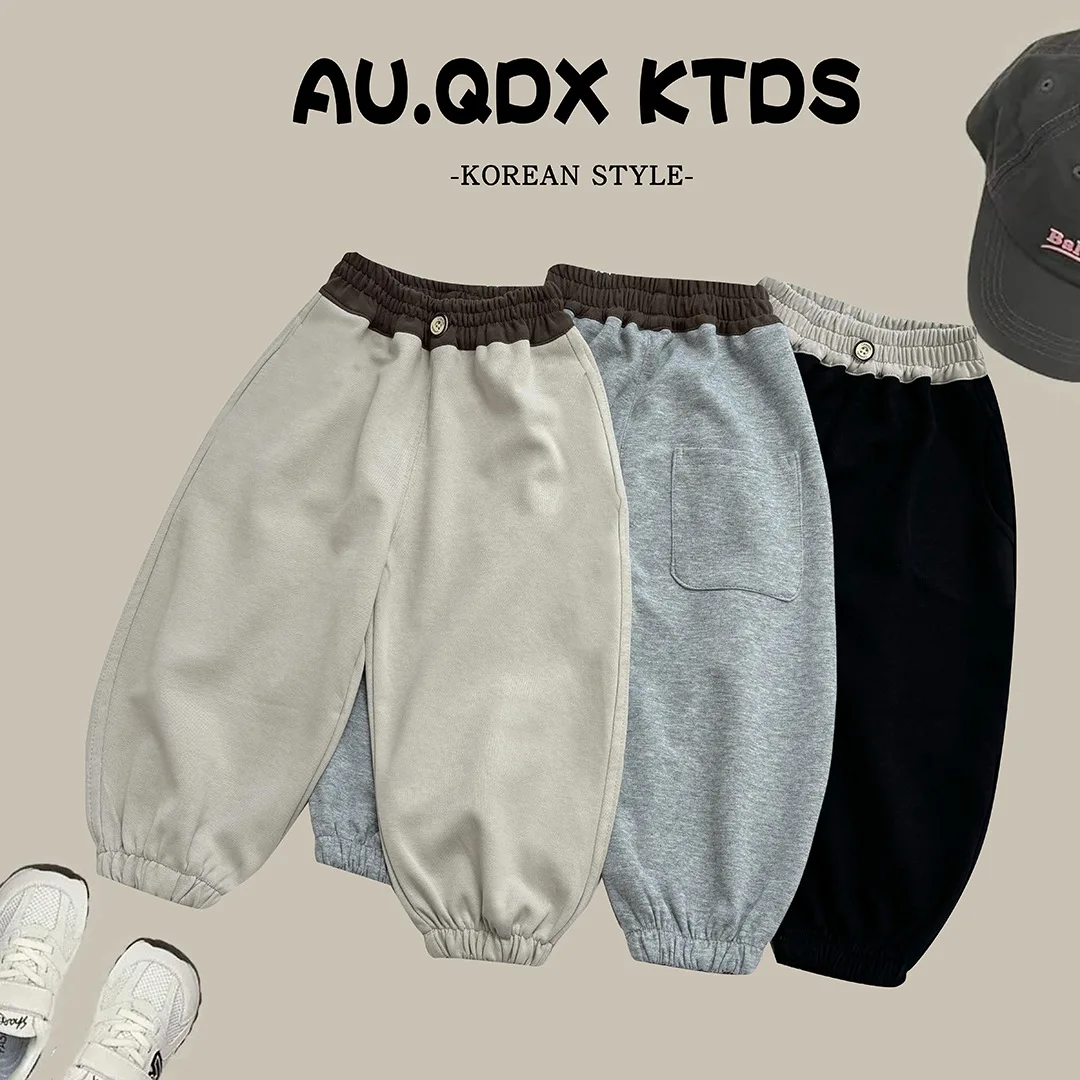 Pants Loose Casual Boys Children Cotton-padded Trousers Sweatpants Sporty Autumn Out Doors Cotton Solid Soft Fashionable
