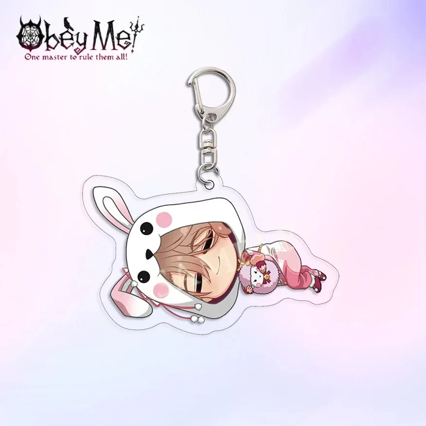 6 سنتيمتر أنيمي المفاتيح Obey Me Mammon Leviathan الشيطان الاكريليك كيرينغ حزام Kawaii منامة الشكل معلقة اكسسوارات تشافيروس #2