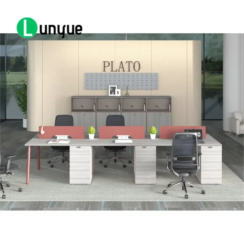 Modular Office Workstation for 2 4 or 6 Persons with Built-in Power Supply Expandable Desk Furniture for Modern Workspace