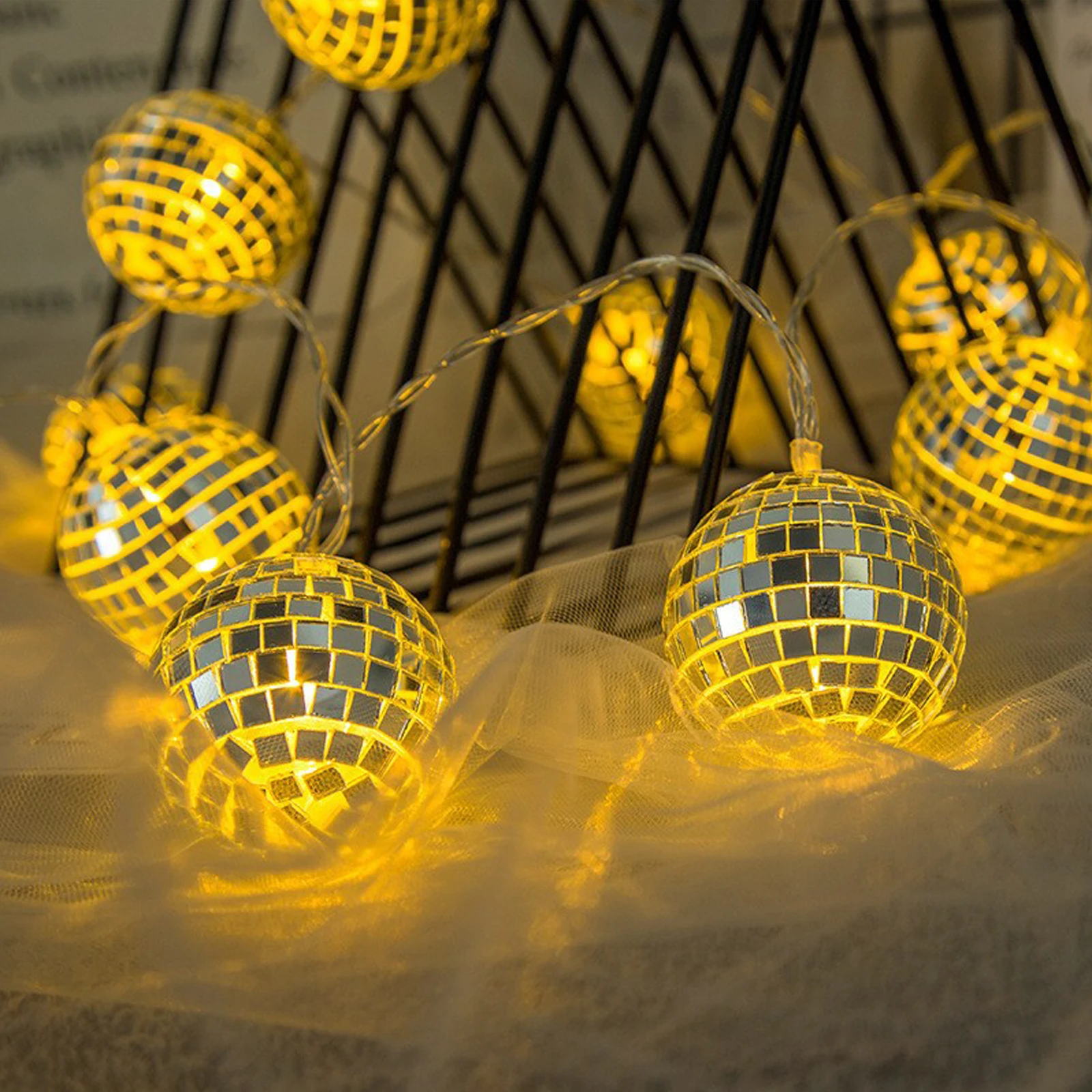 

1.5M Disco Ball Lights Fairy Bulb Decorations String Lights Lanterns Bar Ornament Pendant Mirror LED Balls