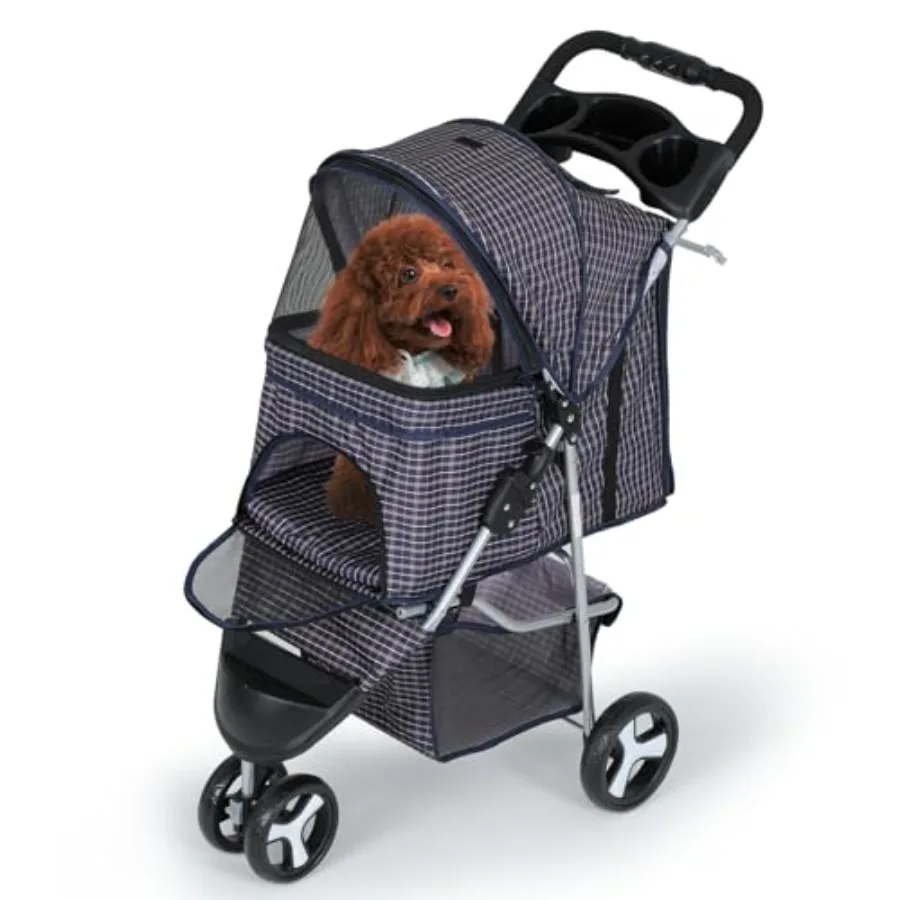 

Dog Stroller for Dogs and Cats, Foldable Pet Jogger Stroller with Cup Holders, Cat Stroller w/Bottom Storage for Pets up to 33