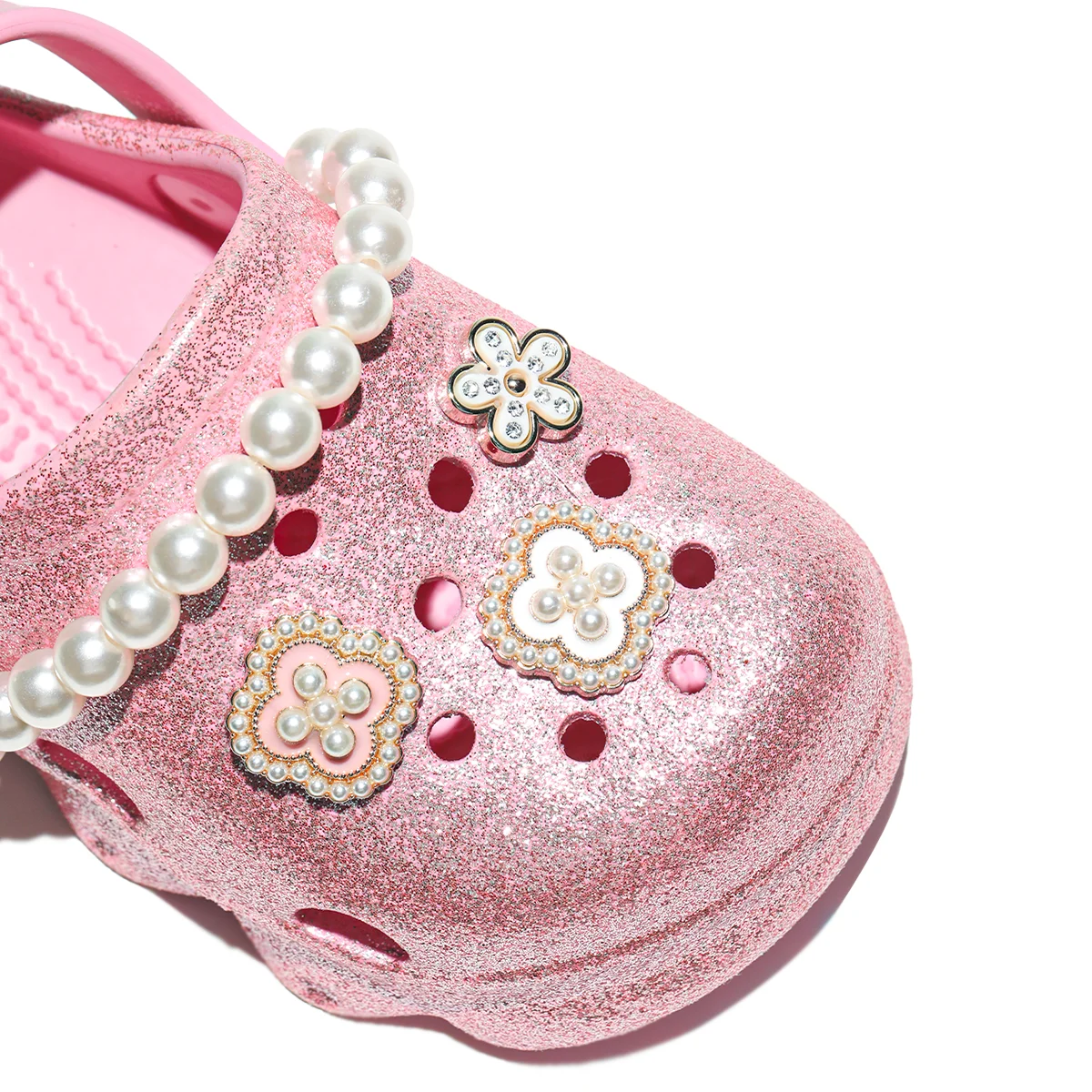 Kids' Glitter Clog, Lightweight EVA Garden Shoes, Waterproof Non-Slip Sandals, Comfortable Slip-On Shoes for Indoor Outdoor 1214