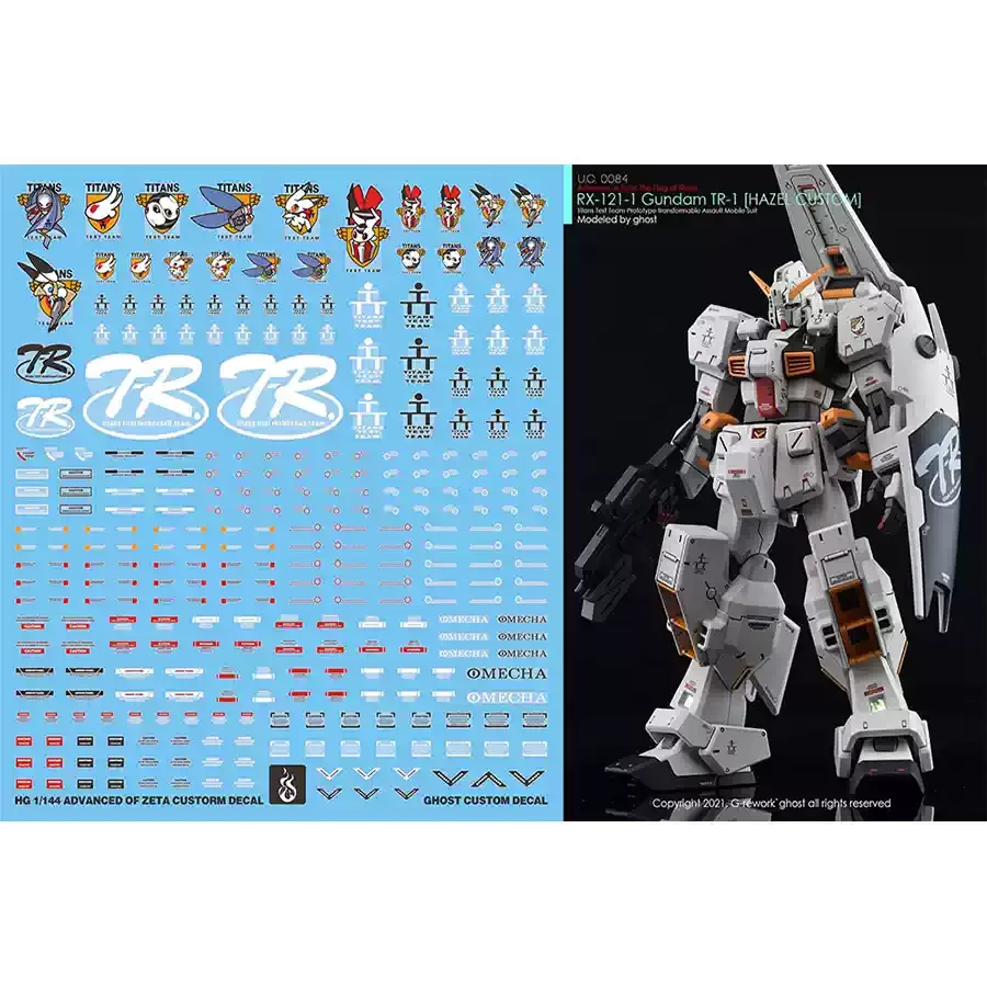 YAN Fluorescent Water Decals for HG 1/144 RX‑121‑1 TR‑1 TR‑6 Hazel Custom, Advanced of ZETA Model Kit Water Slide Stickers for