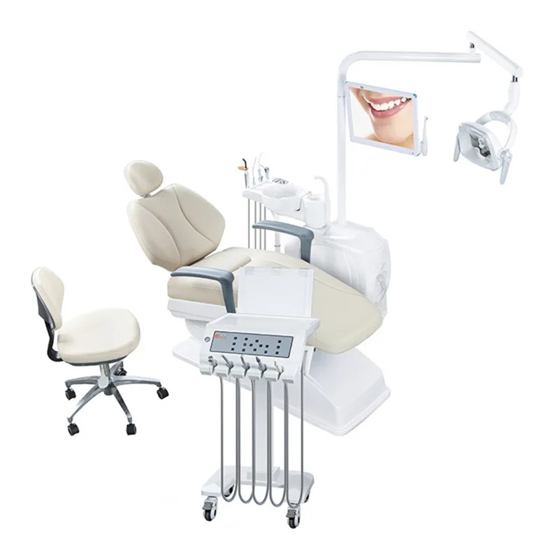 Dental Chair Unit, Oral Comprehensive Treatment Unit with LED Light & Suction System, Dental Treatment Table for Clinic