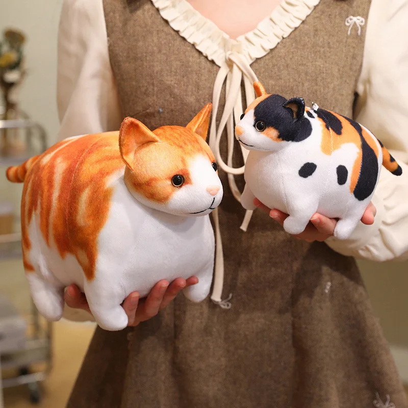 

Creative Chubby Cat Plush Toys Cotton Stuffed Full Pet Cat Doll Cute Lifelike Kitten Hanging Toys Bags Decor Home Pillow