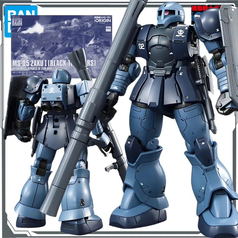 Bandai Original ชุด GUNDAM HGGTO MS-05 ZAKUI [BLACK TRI-STARS] 1/144 อะนิเมะประกอบของเล่นชุดของขวัญสําหรับชาย