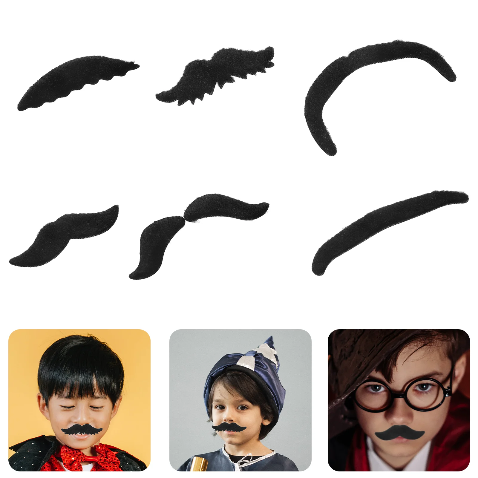 

24 Pcs Fake Beard Festival Mustache Stickers Novelty Mustaches Halloween Self Adhesive Costume Chemical Fiber