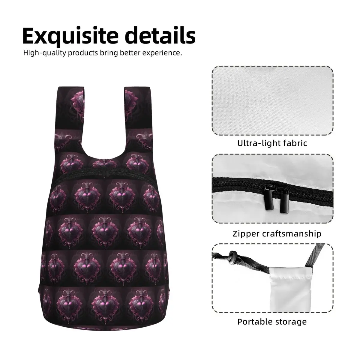 Gothic Style Ornate Pink Heart Student Backpack School Bag Hiking Travel Daypack for Men Women Storage Bookbag Shoulder Bags